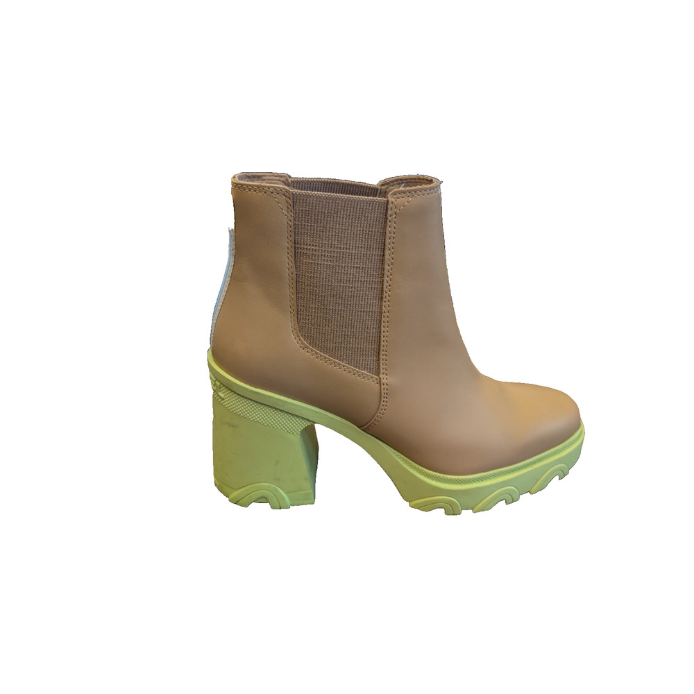 Sorel Women's‎ Brex Heel Chelsea Boot Tan and Lime Green Size 9